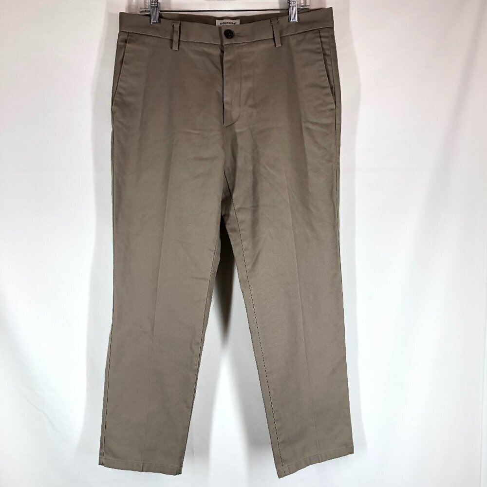 Dockers Flat Front Gray Slim Tapered Pants Size 34 X 29